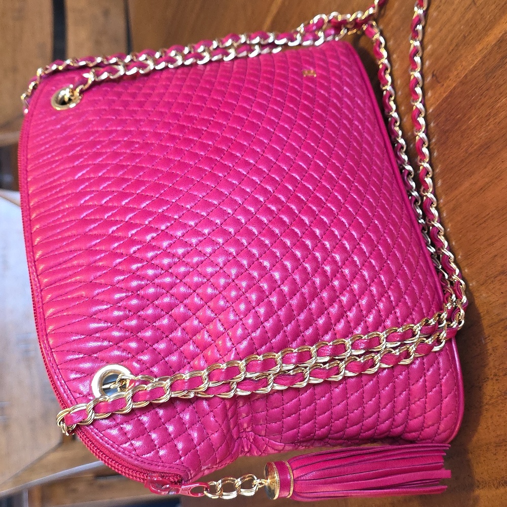 Bally Hot Pink Quilted Leather Shoulder Bag with Gold Chain - Picture 16 of 16